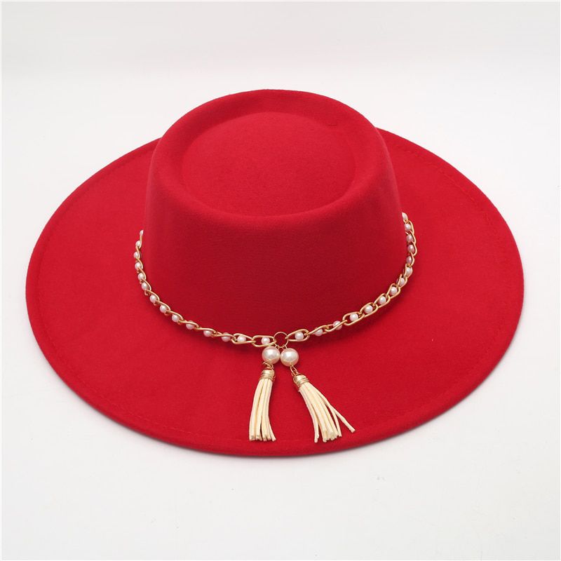 New Simple British Style winter Ribbon wool solid Classic fedoras cap men women panama jazz hat Wide Brim Big Wedding caps