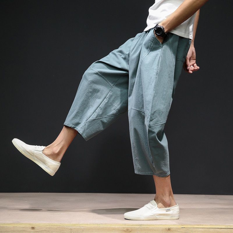Summer Fashion Jogger Harem Pant Men Black Baggy Cotton Casual Calf Pants Male Hip Hop Oversized Streetwear Korean Trousers Men