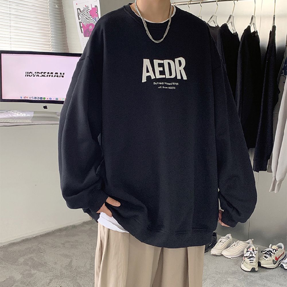 Yfashion Men  Women  Sportswear Letter Printing Round Neck Pullover Loose Casual Sweatshirt color