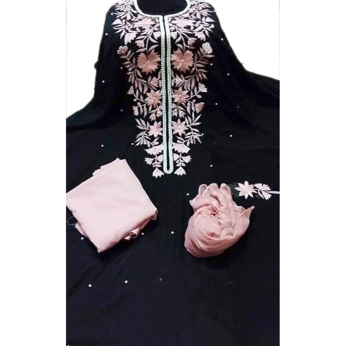 Black Color Indian Unstitched  Georgette Embroidery Work Salwar Kameez For Women {3 Piece}