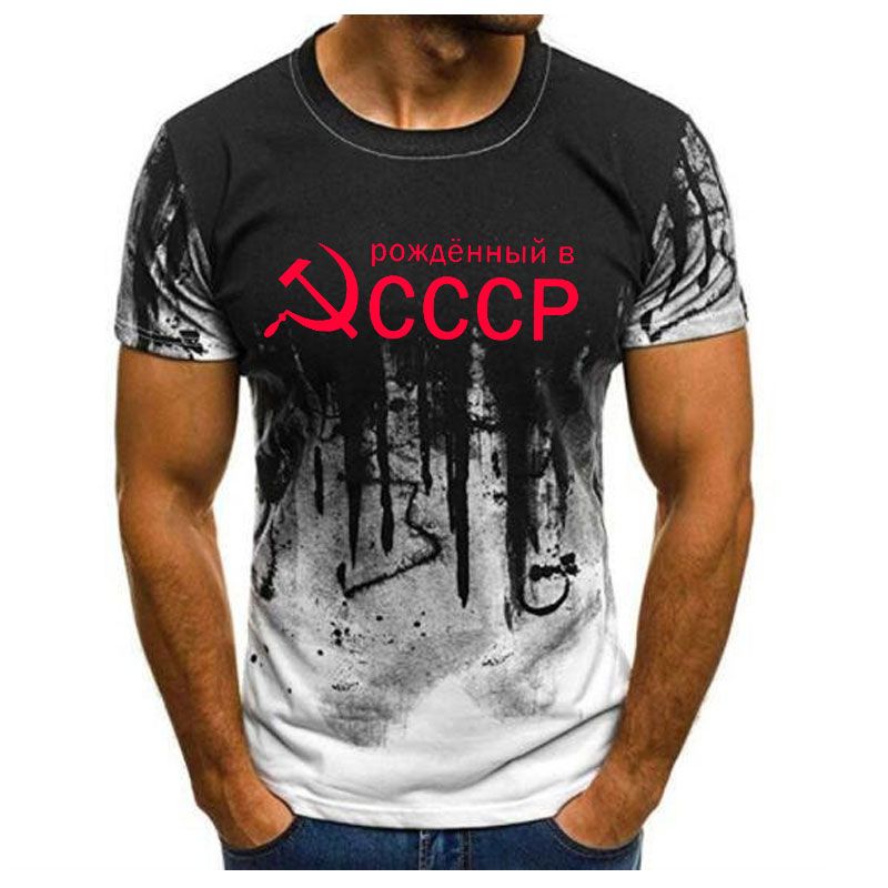 Mens T-Shirt Summer CCCP Russian T Shirts Men USSR Soviet Union Man Short sleeve Tshirt Moscow Mens Tees O Neck Tops S-6XL