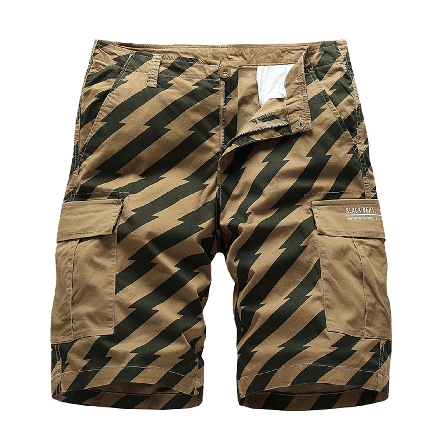 Summer Fashion All-matched Multi-pockets Stripped Zipper Shorts Men Pants