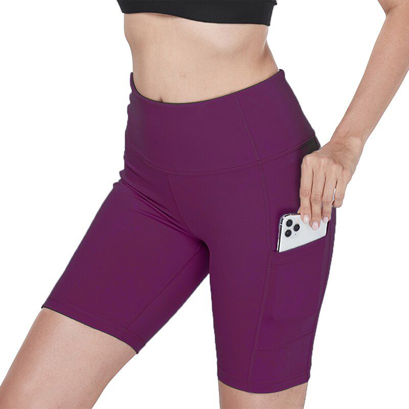 Women High Waist Out Pocket Yoga Short Running Athletic Yoga Shorts Pants Gym Leggings Leggings Sport Women Fitness Short