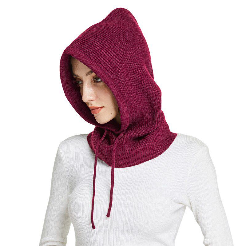 Sparsil Uni Knit Scarf Hood Hat Winter Women mere Beanie Bonnet Lady Wool Neck&Face Protect Balaclava Skullies Men Hooded