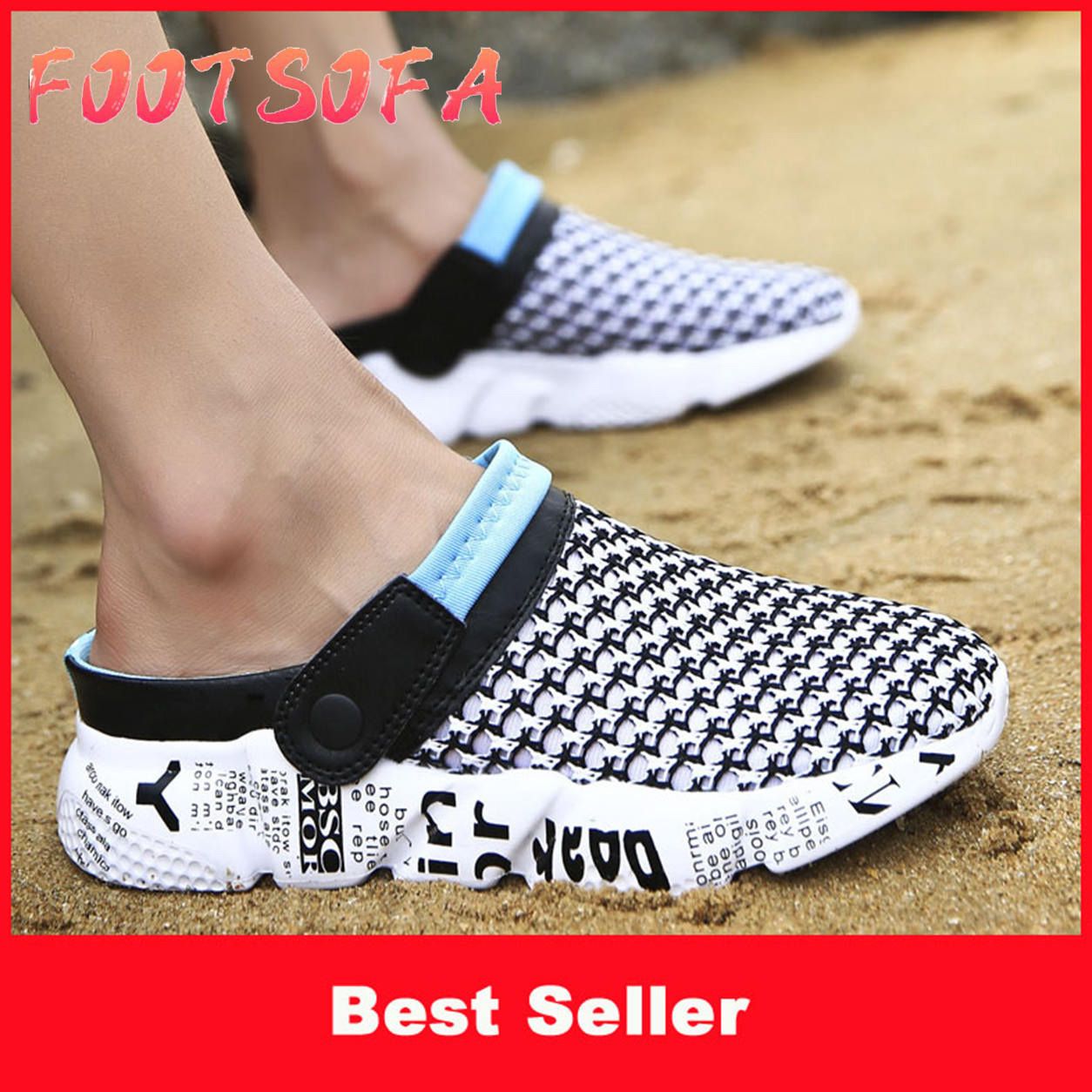 Korean Half Shoes for men  Half Slippers Flat Breathable Beach Young Sandals Lazy Shoes Loafers for men New Fashion Casual Shoes