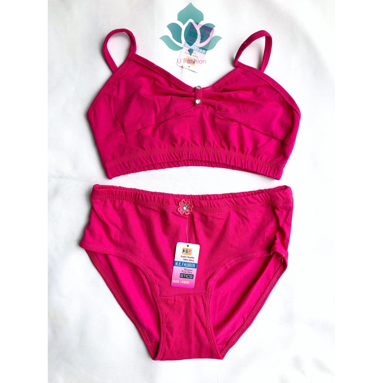 Girls' Matching Design Underwear Set Cotton Bra and Panty.