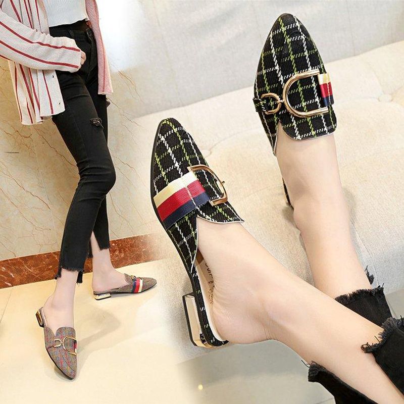 【ALLGOOD】Metallic-buckle Mules shoes