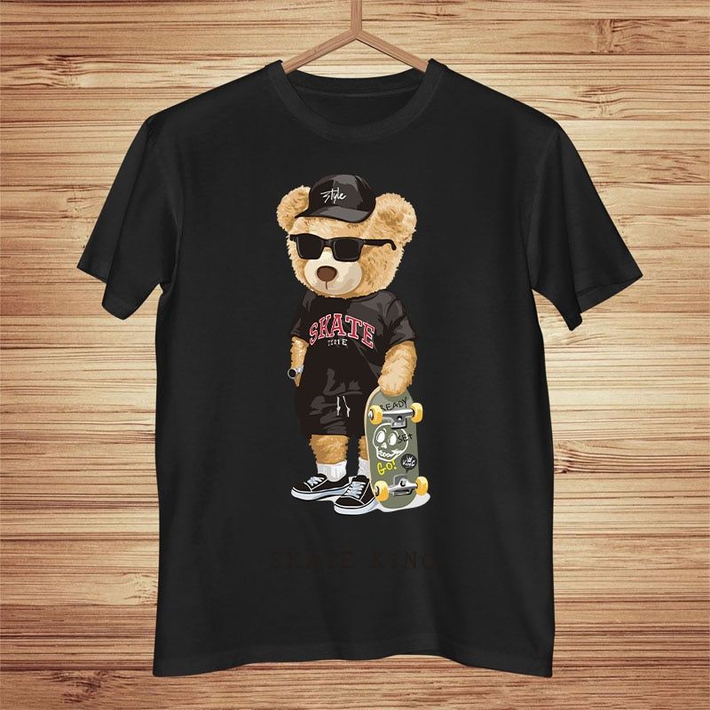 Fashion Spring/Autumn Teddy Bear TBasic Style Graphics UniLong Sleeve T-Shirt O-Neck Tops Casual 100% Cotton