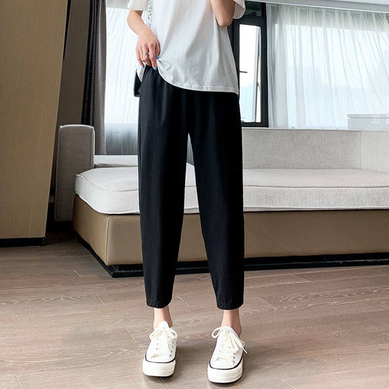 IELGY women's thin casual chiffon black wide-leg pants suit harem pants