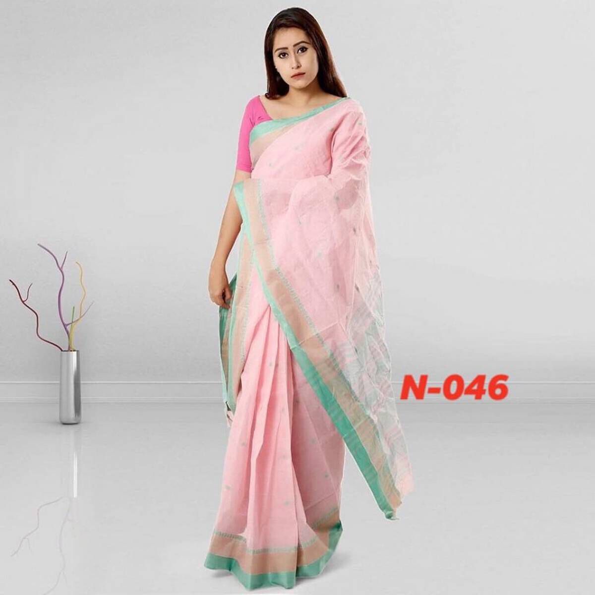 Tangail Cotton Saree With Blouse Piece For Women