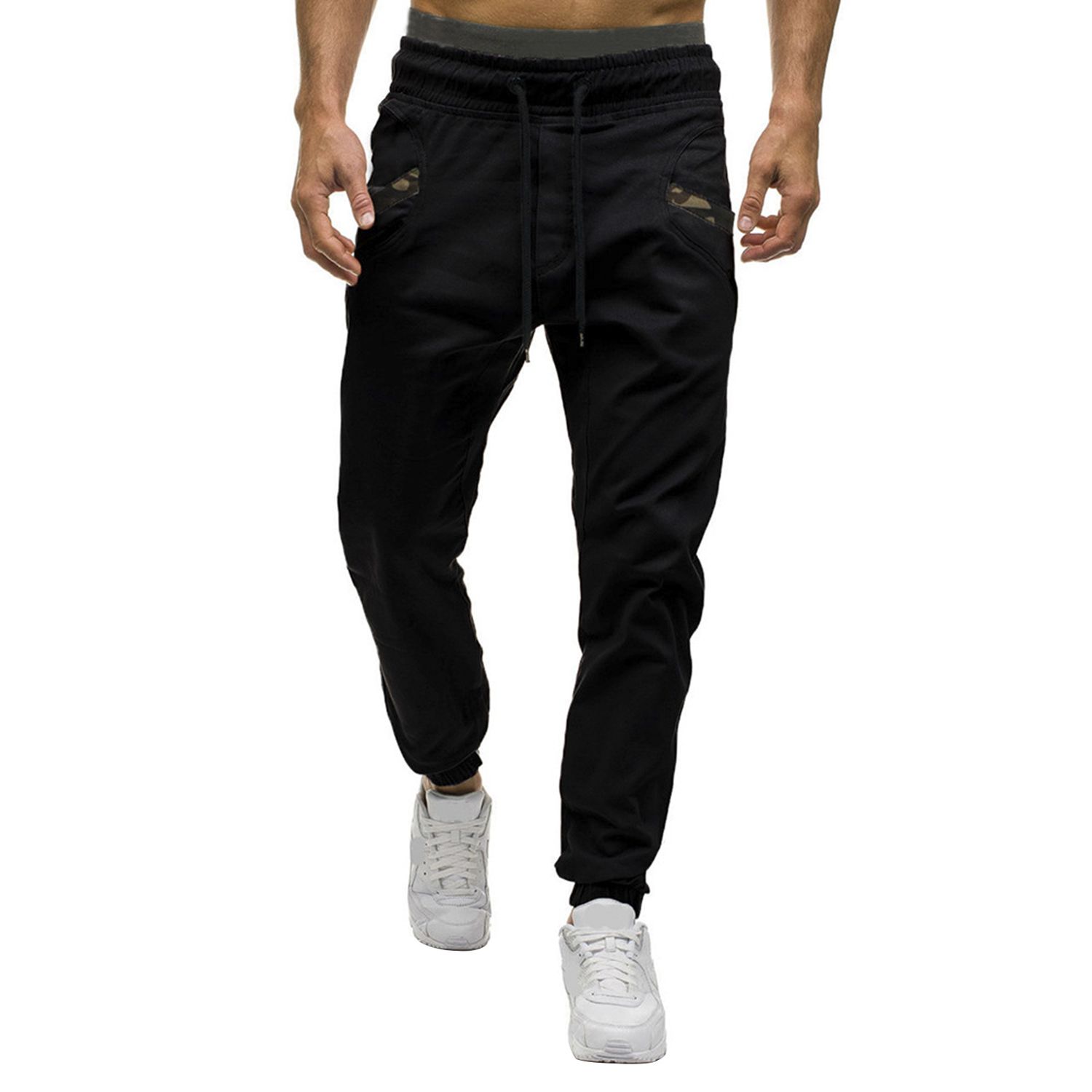 Men Trousers Elastic Waist Ankle-banded Spring Sweatpants