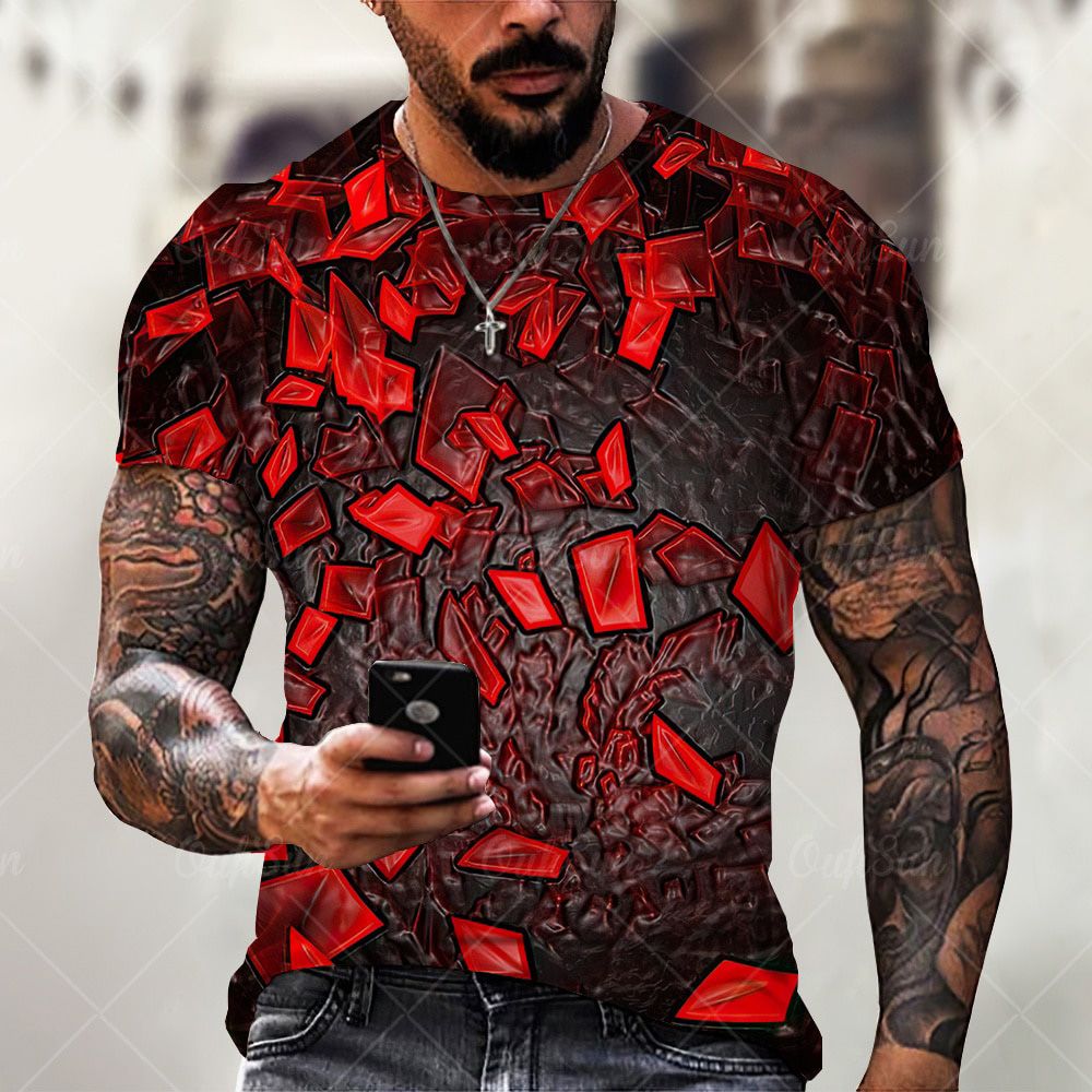 Fashion Three-Dimensional Vortex 3D Print Men‘s T Shirt Summer O-Neck Casual Short Sleeve Unisex Oversized T-Shirt Tops Tee 6XL