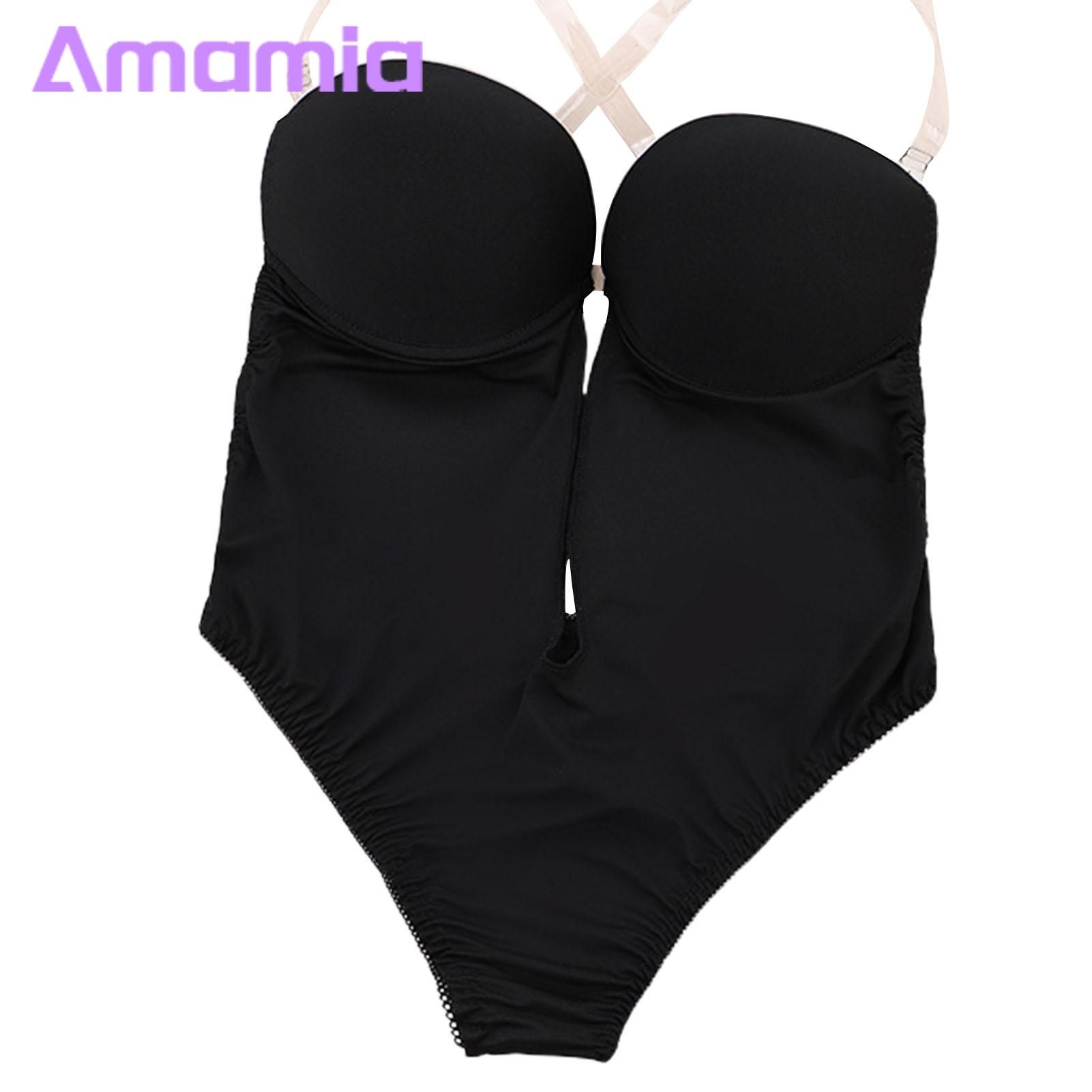 Amamia Female Bodysuit Deep V Neck Close-fitting Lady Bodysuit