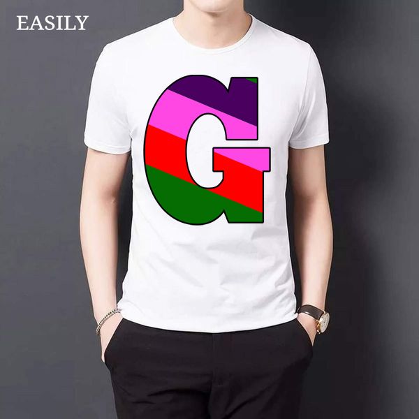 Four Colors Alphabet Letters A to Z White Color T-Shirt