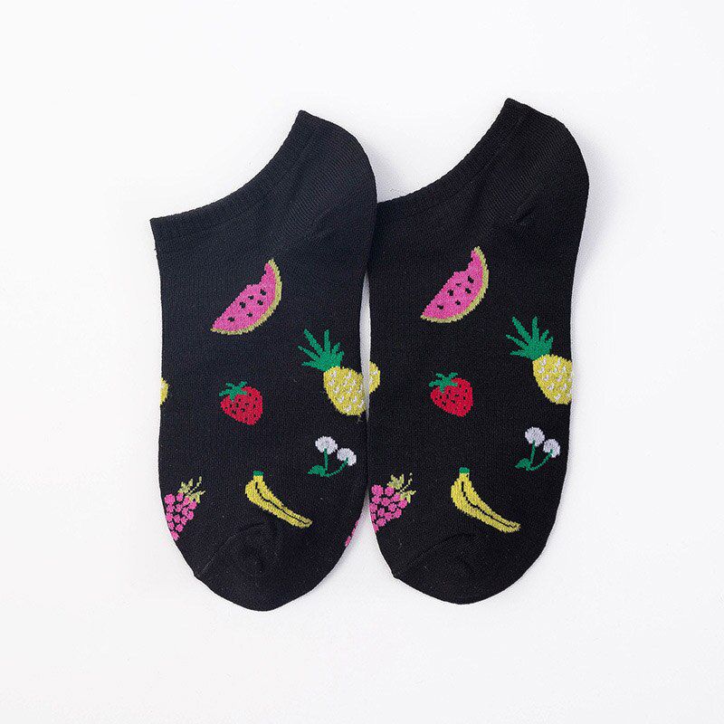 Cute Art Socks Cartoon Print Fruit Peach Strawberry Watermelon Banana Pattern Korean Harajuku Funny Meias