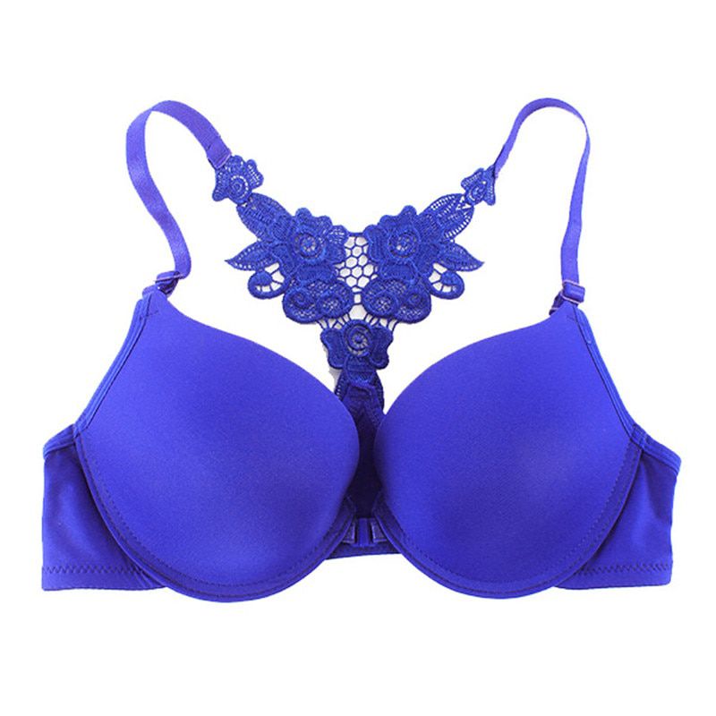 est Women  Front Closure Lace Racer Back Push Up Seamless Bra