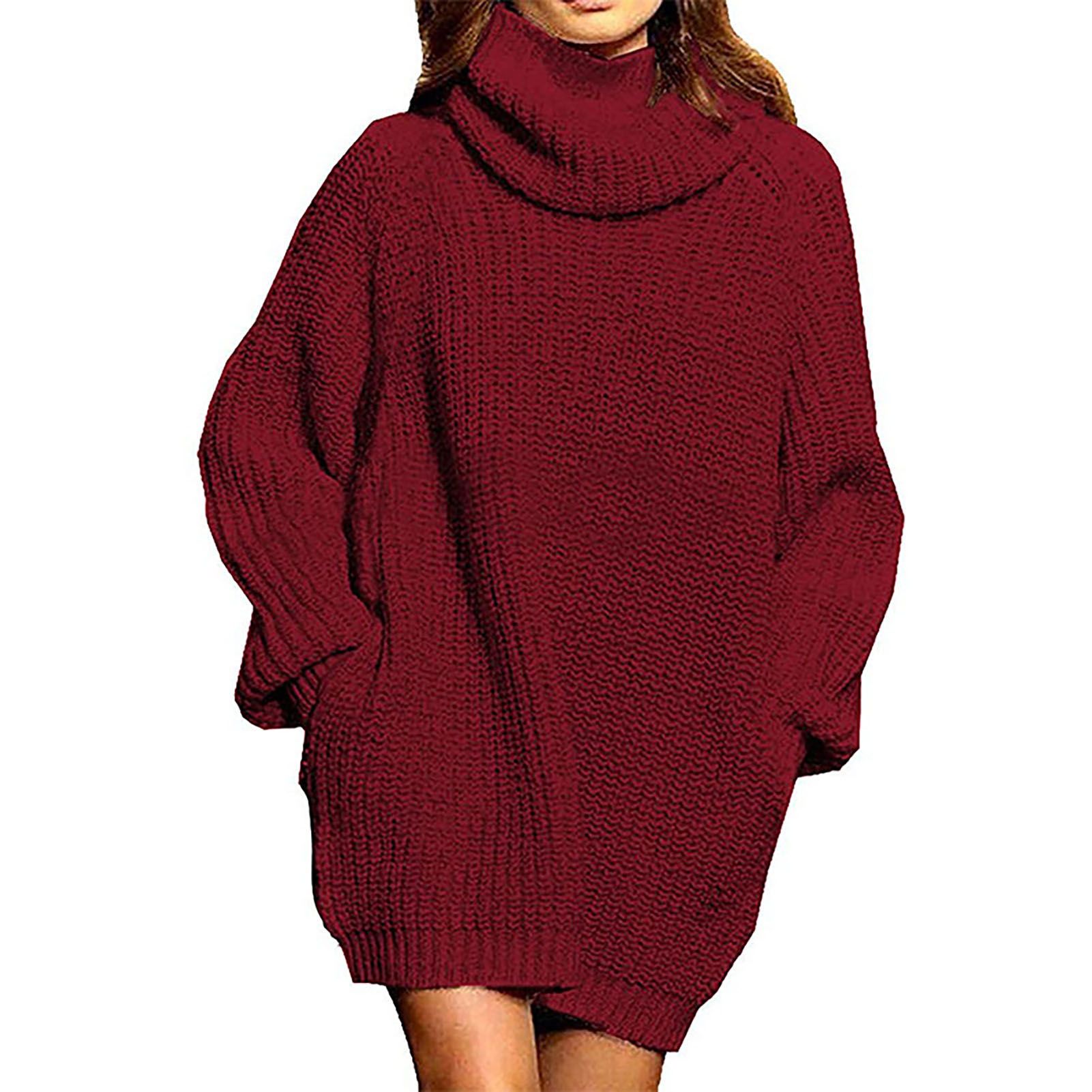 Sweater Dress Fine Workmanship Turtleneck Oversized Pullover Sweater Dress