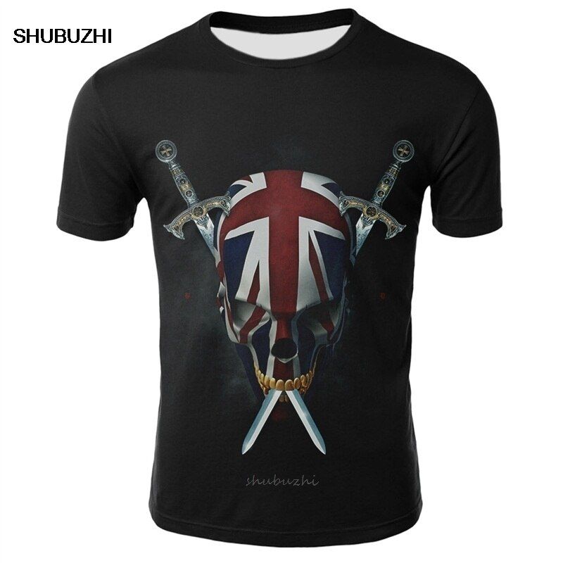 Skull T Shirt Men Black Tshirt Funny Motorcycle Pu3d Printed T-shirt Hop Mens Clothing Casual PuRock Streetwear Top