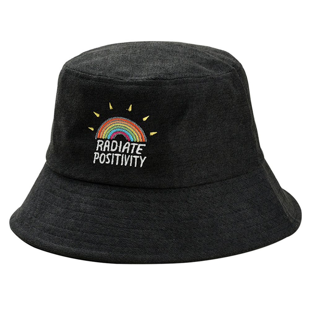【ALLGOOD】Women Rainbow Print Canvas Foldable Outdoors Bucket Hat Sun Hat Cap