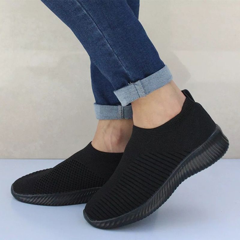 Spring Shoes Women Sneaker Air Mesh Soft Female Sock Knitted Vulcanized Shoes Casual Slip On Ladies Flat Women's Footwear