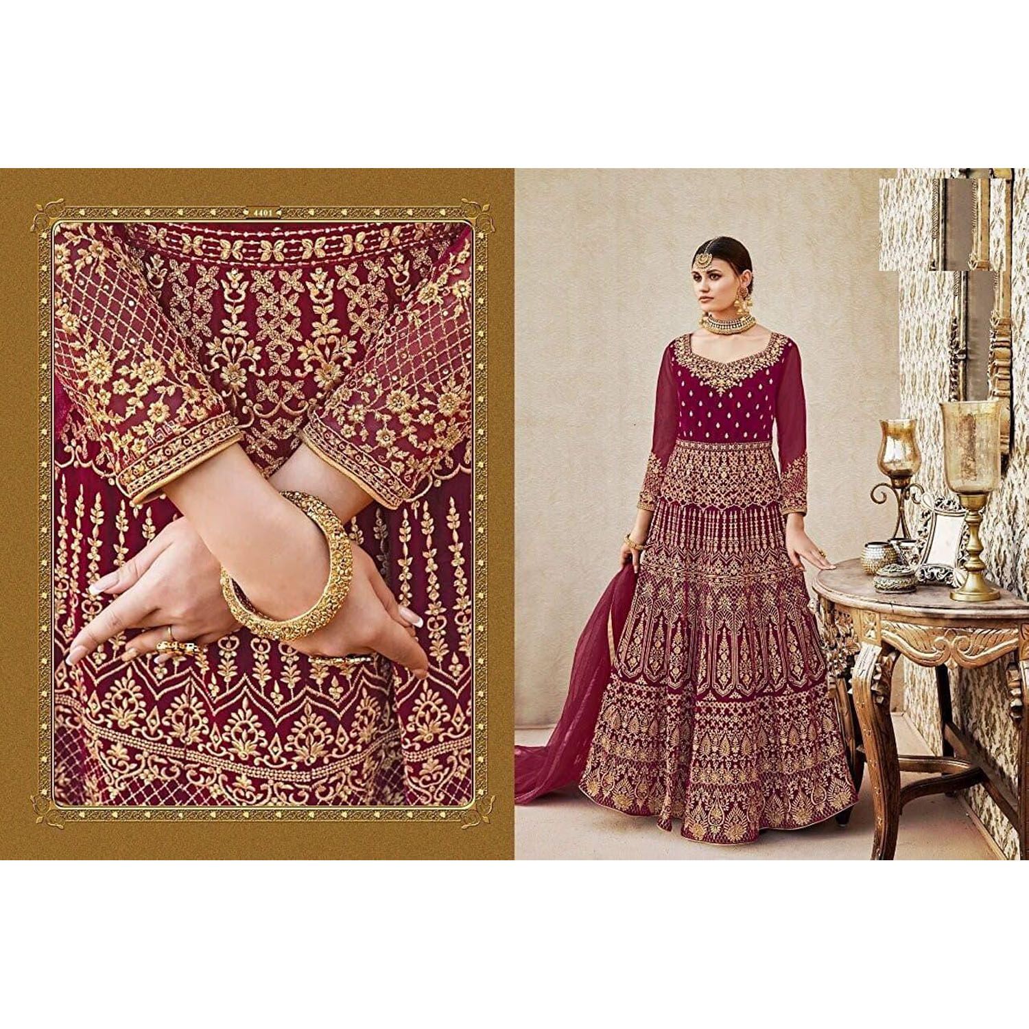 Fashionable Megenta Georgette Semi Stitched Anarkali for Women