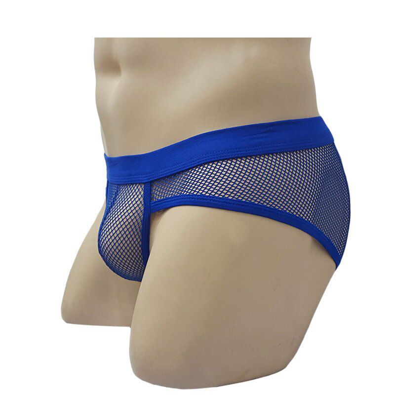 Men Transparent Net Mesh  Briefs Bulge Underpants Fashion Low Waist Brief Sexy Lingerie Intimates