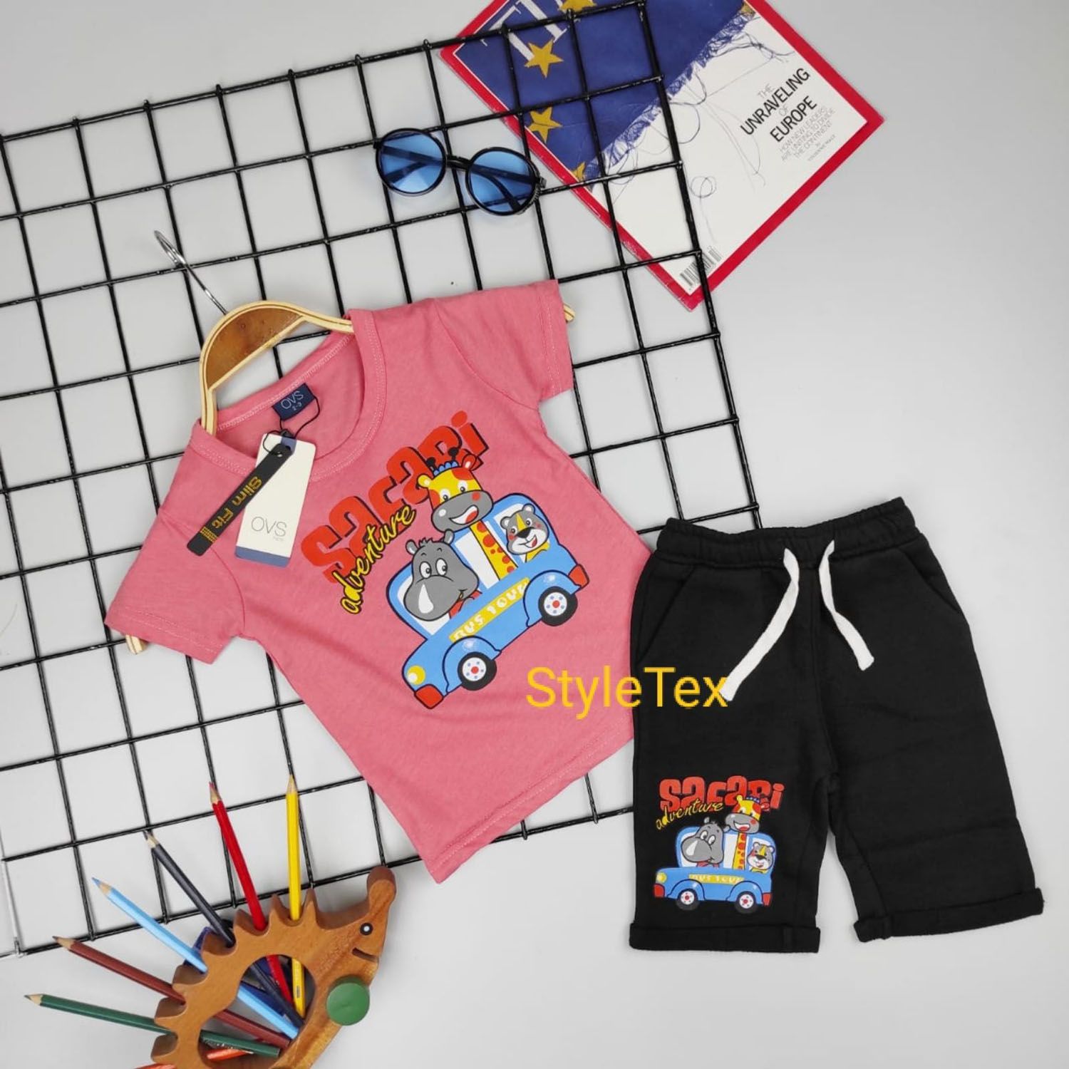 Slim Fit Pink Color Cotton Cloth Set Half Sleeve Jeep T-Shirt & Half Pant for Baby Boys