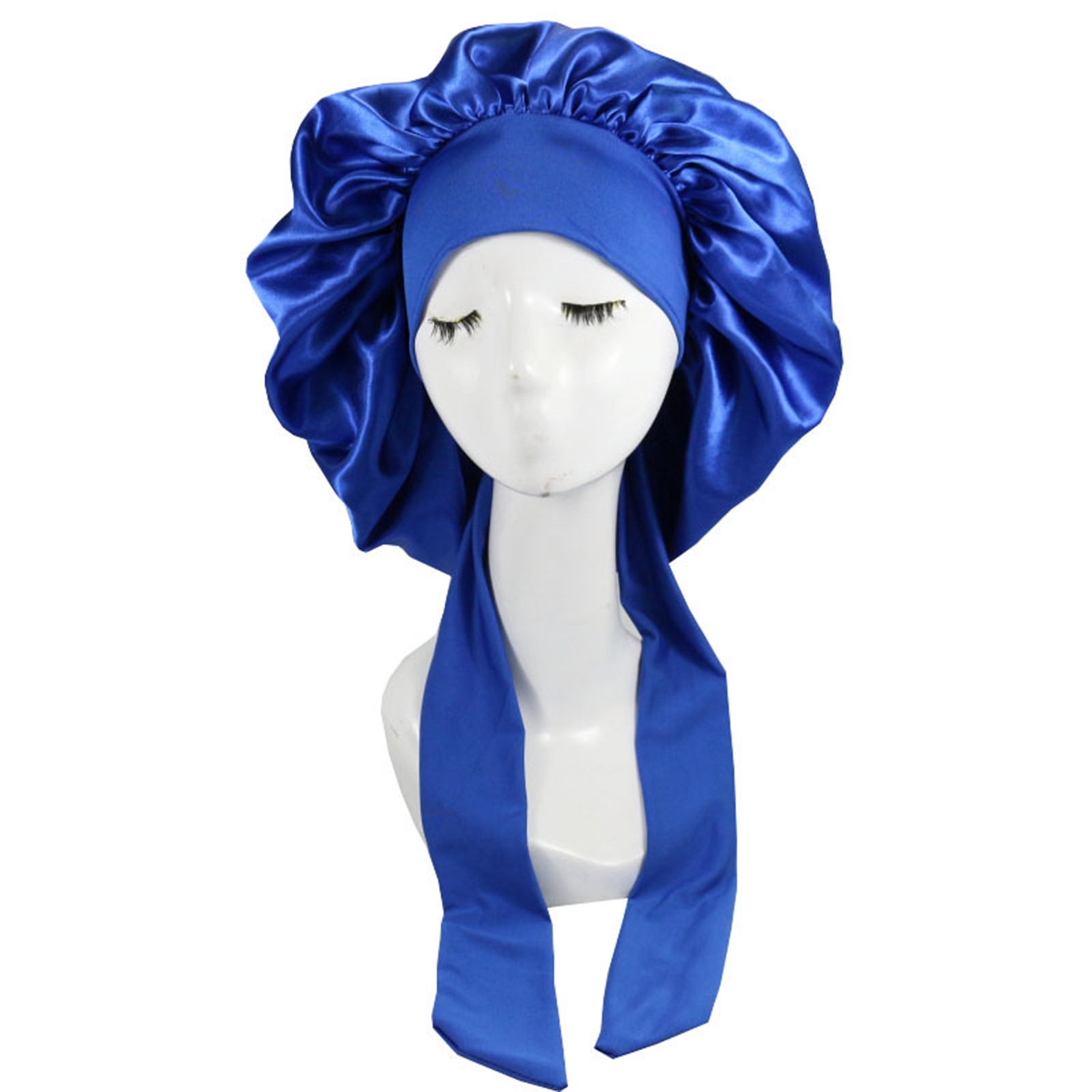 Sunnyheart Bonnet Hat Skin-friendly Curly Hair Sleeping Cap with Band