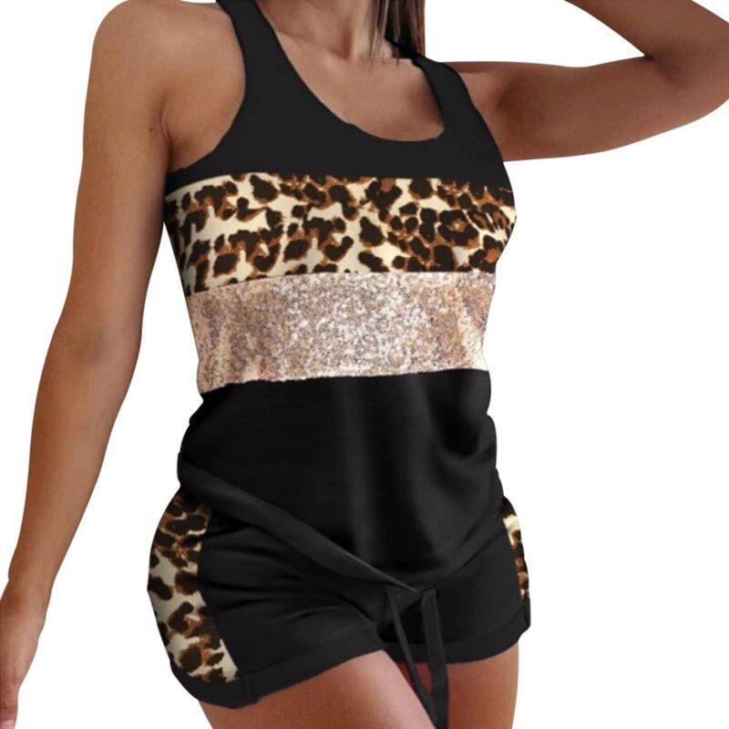 Tracksuit Women Two Piece Short Sets Ladies Casual  Anchor Letter Print VShirt Top + Drawstring Shorts Suits