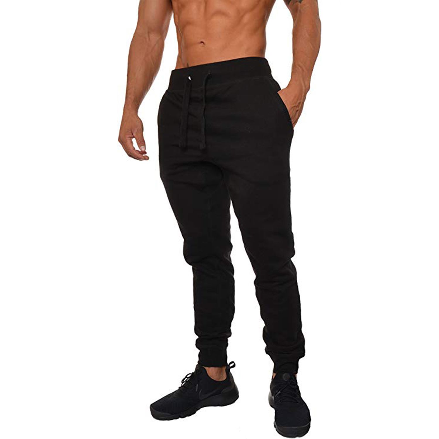 Slim-Fit Sweatpants / Joggers for Man - Deep Black - BW-5064