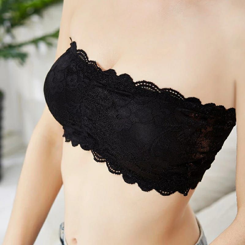 Invisible strapless Lace Bras bralette underwear Vest Breathable women 2019 sexy push up Ladies lingerie crop Tops Tank-Black