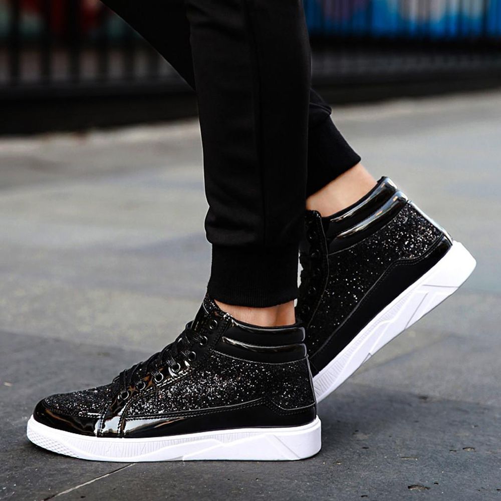 【ALLGOOD】Korean Style Women Sandals Lady Shoes Men's Colorful Mirror Trend Sneakers Nightclubs Sequins High-Top Casual Shoes Fashion Shoes Work female shoes women shoes