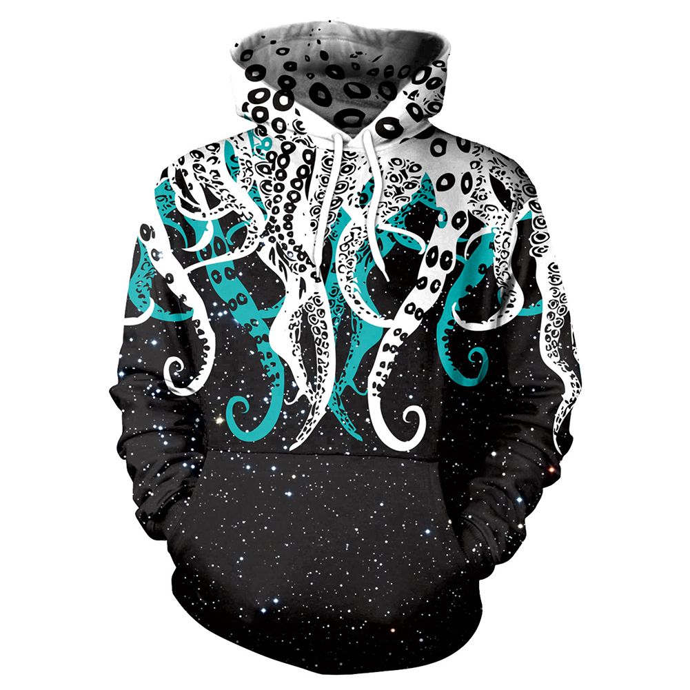 Men Women 3D Octopus entacles Pattern Digital Printing Hooded Sweatshirt