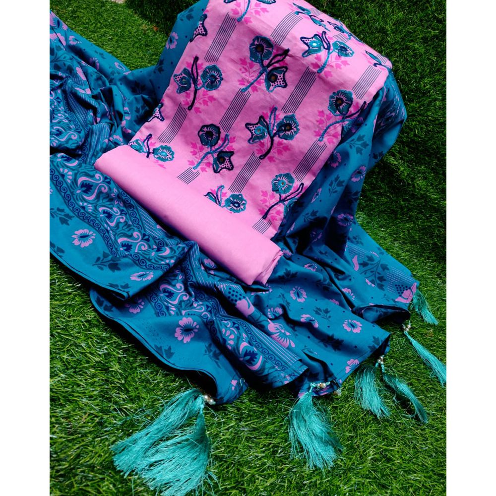 Unstitched  Exclusive, Stylist, Fashionable Three Pics For Woman.