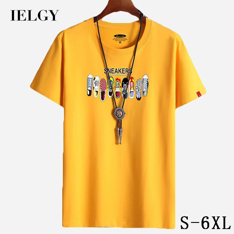 IELGY Short-sleeved T-shirt men's summer new round neck cotton loose large size shirt