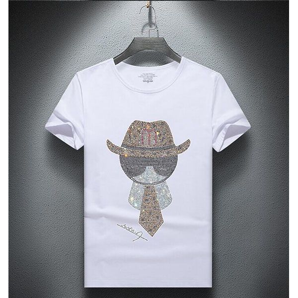 Brand  men Tshirt  stone Plus Size 5XL tshirt male summer Hot drill men gifts holiday design top tees BORUNKE