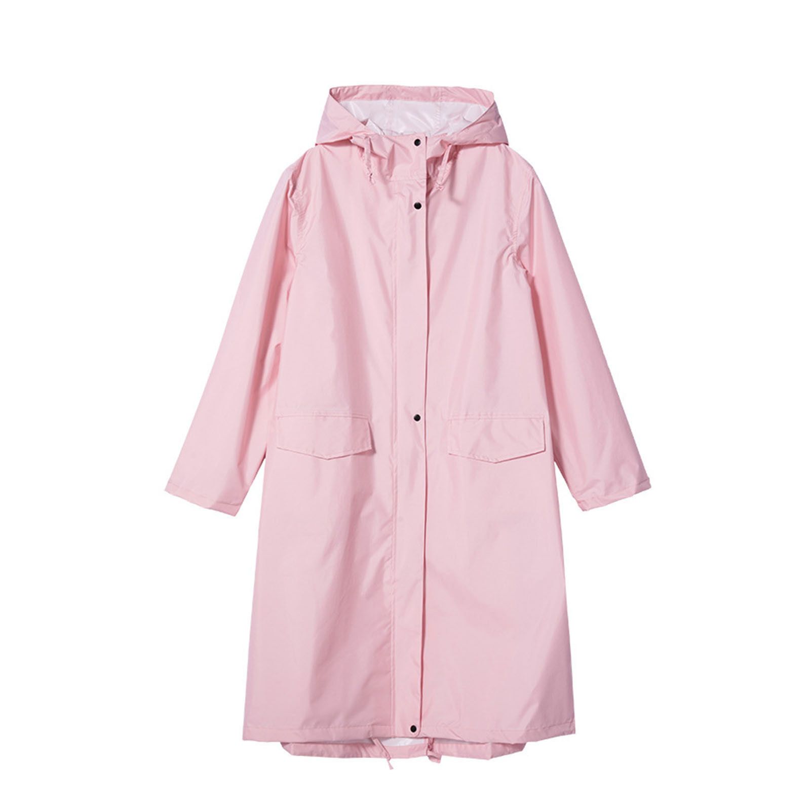 Solid Color Raincoat Waterproof 210D Polyester Cloth Unisex Rain Jacket for Outdoor