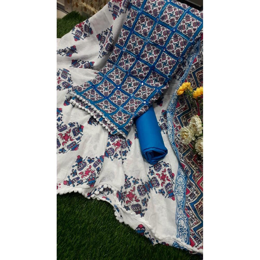 জয় পুরী স্কিন প্রিন্ট থ্রি পিচ-Joy puri Skin print Cotton Three Piece [3 Piece] For Women