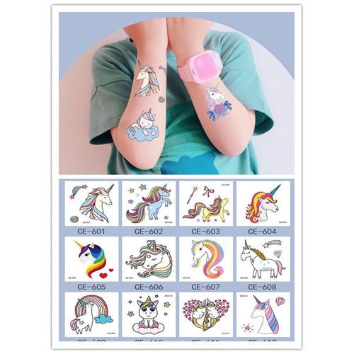 5Pcs/Set Children's Temporary Tattoos Stickers unicorn Body Art Sleeve Tattoo Decals Waterproof Tattoos Cartoon hat