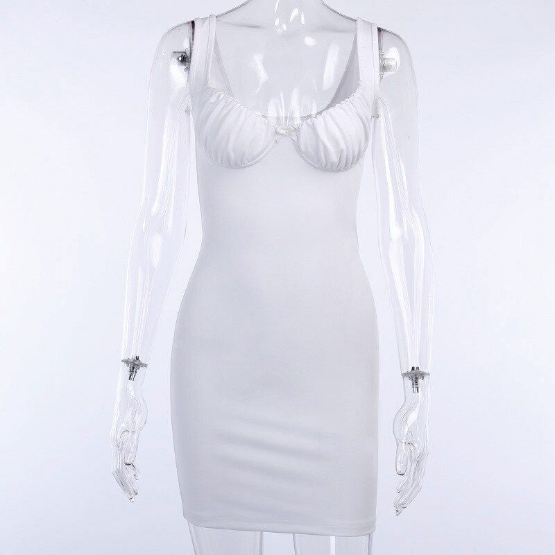 Skinny Bralette With Bow Low Cut Slim Dress Women Summer Fashion Sleeveless Backless Dress Female Party Club