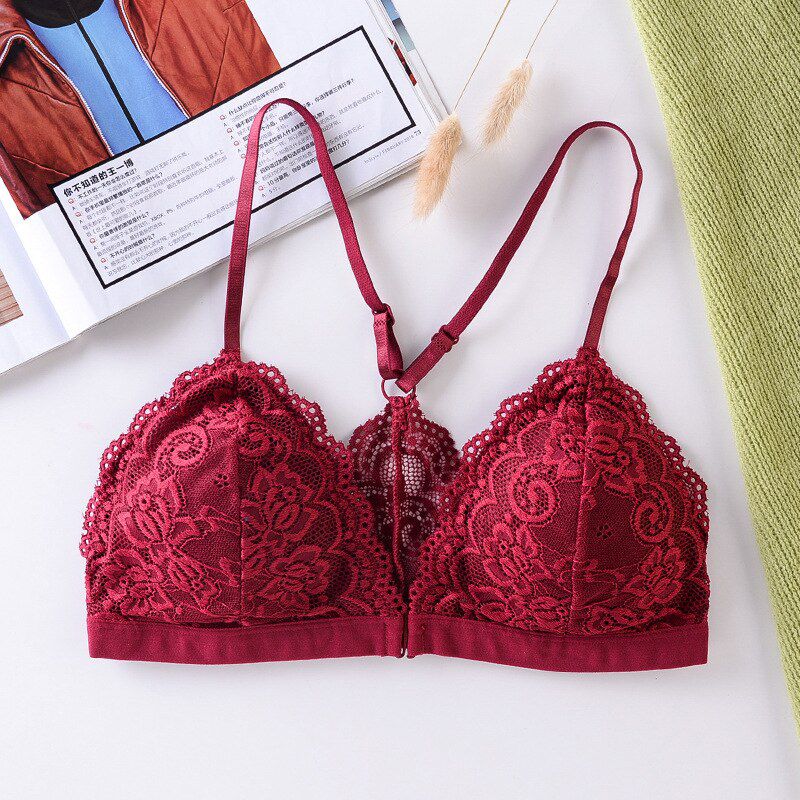 Front Closure  Lace Bras for Women Push Up Bra  Lingerie Backless Bralette Adjusted Wireless Bra
