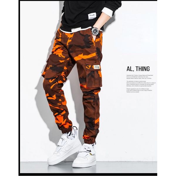 Men's Side Pockets Cargo Harem Pants Ribbons Black Hip Hop Casual Male Joggers Trousers Fashion Casual Streetwear Pants Big Size