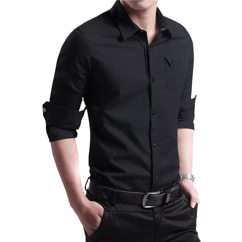 Cotton Long Sleeve Shirt Men's Spring And Autumn Coat Korean Fashion Business Casual Top Versatile Large Work Shirt