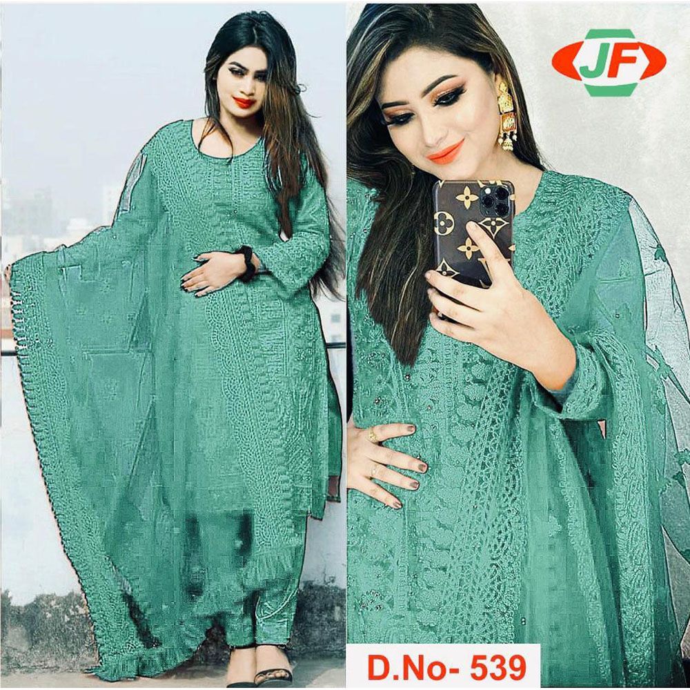 Special Excellent Georgette/Jorjet Net Unstitched Embroidery Work Shalwar Kameez Four Piece