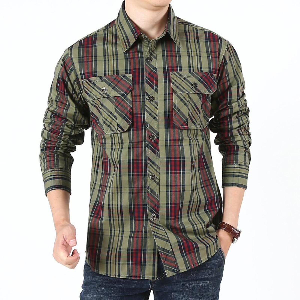 2021 Plaid Shirt Men's Cotton Long-sleeved Casual Business New Shirt Clothing Fashionable Autumn Fashion