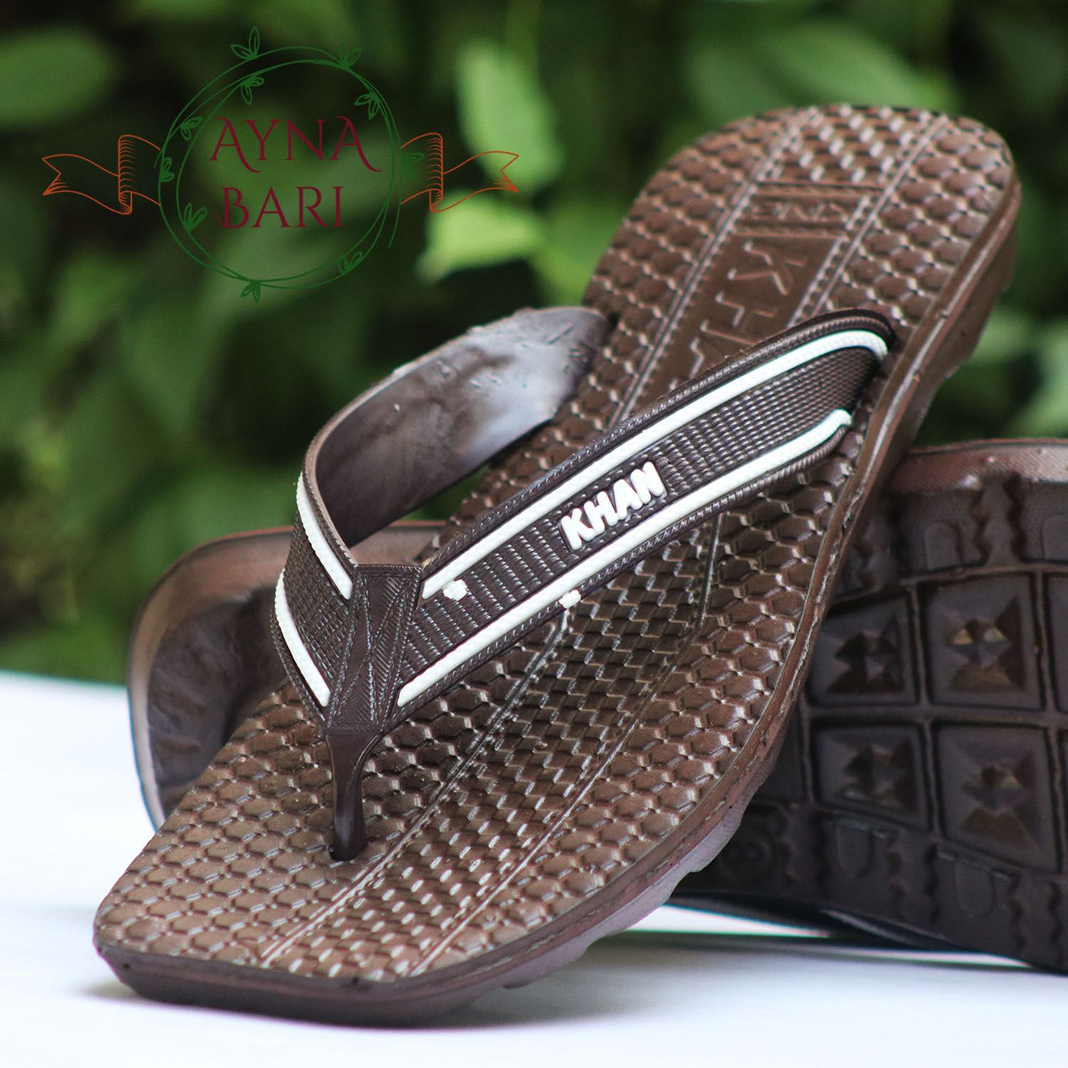 2 belt slipper | Slipper for man | KHAN Sandal | Plastic Rubber sandal | Waterproofed slipper [Handicraft Shop] - Sandals For Men