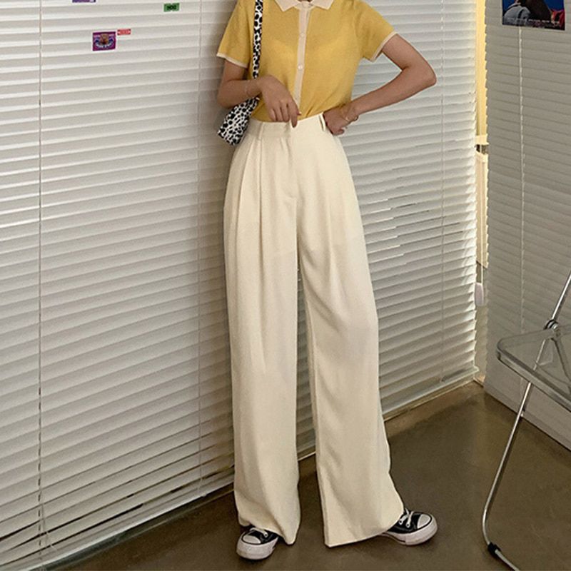 Summer Purple Women's Wide Leg Pants Thin High Waist Elegant Long Pants Work Casual Loose Trousers Female Plus Size