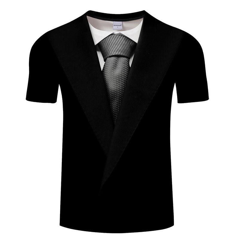 Tie 3D T shirts Summer Men T shirt Tuxedo Retro Tie Suit 3D Print Tshirt Casual Short Sleeve Streetwear Funny Fake Suit Tops