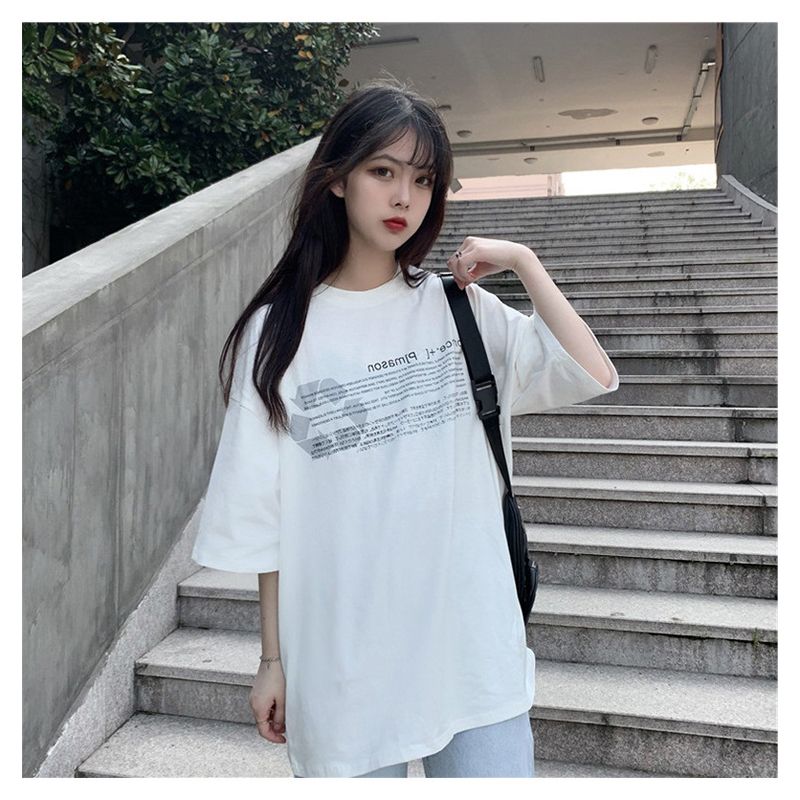 New Summer Women Clothes Letter Printed T-shirt Fashion Simple Pullover Casual Base Shirt