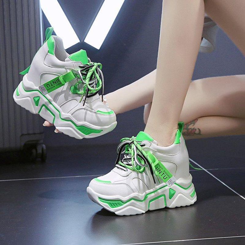 10cm/3.9  Heels Women's Wedge Shoes Fashion Sneakers High Heels Thick Bottom